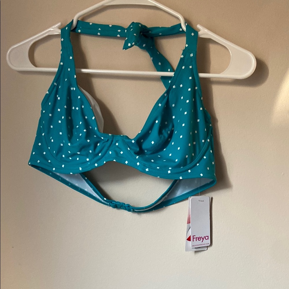 Freya Blue and White Polka Dot Bikini Top